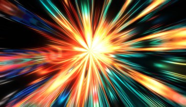 Parlayan yıldızın patlaması. Dinamik renkli arkaplan resmi. Parlak ışıklar duvar kağıdı.