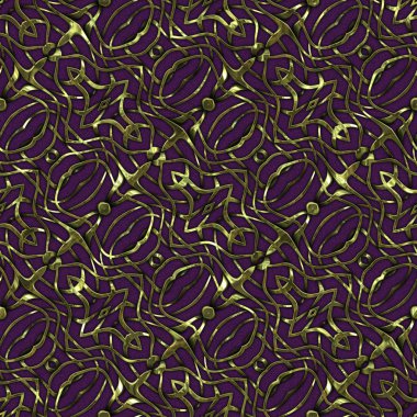 Renkli kumaş arka planında, lüks, kusursuz, altın işlemeli süslemeli moda deseni. Duvar kağıtları ve tekstil baskısı için tasarım. Lüks, ışıl ışıl metalimsi fantezi dokusu.