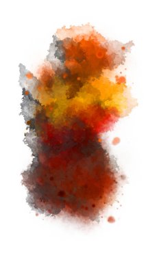 Suluboya arka planda lekeler ve lekelerle boyanmış. Fırça darbesi ile boyanmış. 2d Görüntü.