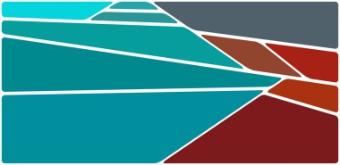 Beyaz boşluğu olan renkli bir çizim. Soyut geometrik desen. Mozaik arka plan. Geometrik çok renkli şekiller.