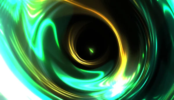 Cool background of moving glowing lights. Vibrant colorful portal template for your design. Light rays and glow particles in motion forming a wormhole shape.