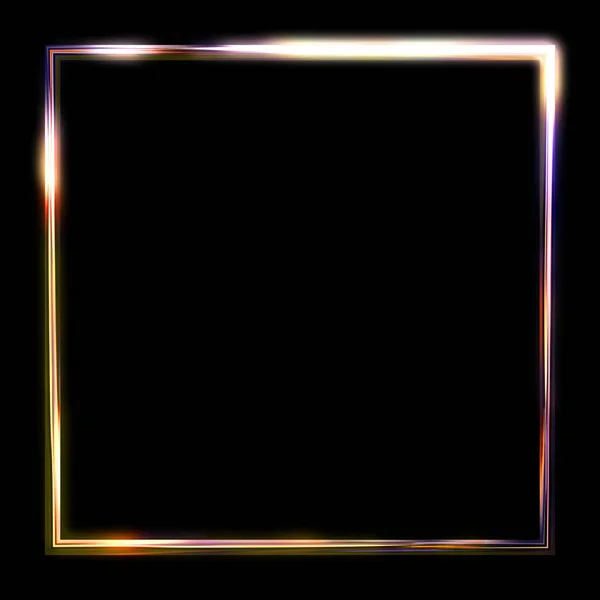 Glow Frame Bakgrund Neon Glödande Geometrisk Mall Isolerad Svart Bakgrund — Stockfoto