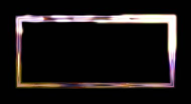 Parlak Çerçeve Arkaplanı. Siyah arkaplanda izole edilmiş parlak geometrik şablon. Soyut 2d illüstrasyon.