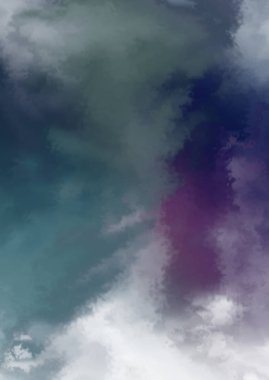 Beyaz arkaplanda soyut renkli suluboya. Dijital resim.