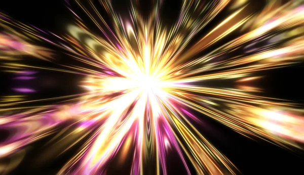 Explosión Una Estrella Brillante Imagen Fondo Dinámica Colorida Luces Brillantes — Foto de Stock