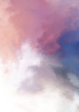 Beyaz arkaplanda soyut renkli suluboya. Dijital resim.