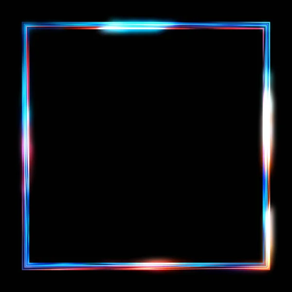 Glow Frame Background Neon Glowing Geometric Template Isolated Black Background — 스톡 사진