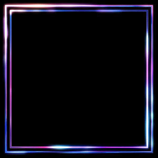 Glow Frame Achtergrond Neon Gloeiende Geometrische Template Geïsoleerd Zwarte Achtergrond — Stockfoto