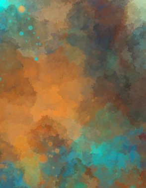 Suluboya arka planda lekeler ve lekelerle boyanmış. Fırça darbesi ile boyanmış. 2d Görüntü.