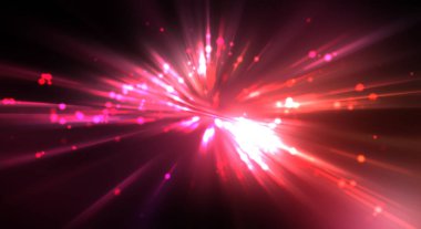 Dinamik hareket eden ışık patlaması. Renkli ışıkların güzel parlak arka planı. Parlayan ışık ışınları ve parçacıkları olan bir yıldızın enerji gösterimi.