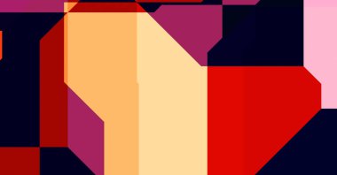 Renkli ve canlı geometrik şekiller katmanları var. Bir teknoloji planının dijital illüstrasyonu. Gelecekçi tasarım şablonu.