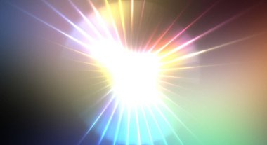 Dinamik hareket eden ışık patlaması. Renkli ışıkların güzel parlak arka planı. Parlayan ışık ışınları ve parçacıkları olan bir yıldızın enerji gösterimi.