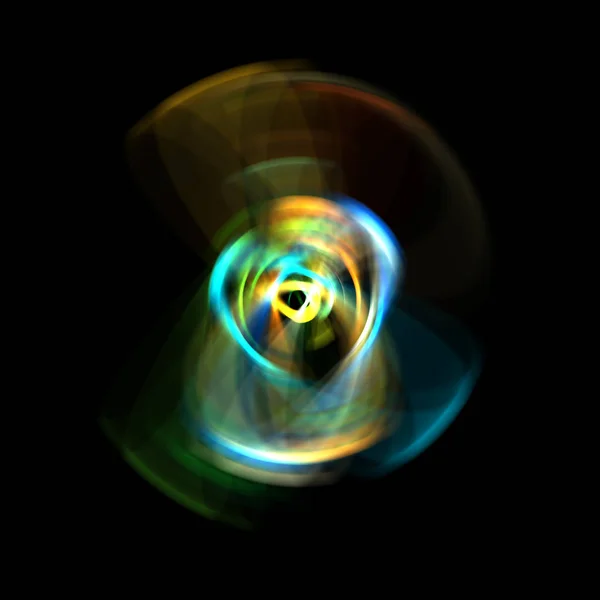 Spinning Rays Light Isolated Black Background Graphic Illustration Glowing Colorful — Stock Photo, Image