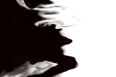 Beyaz arkaplanda soyut renkli suluboya. Dijital resim.