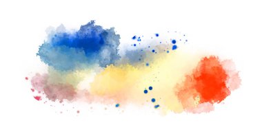 Suluboya arka planda lekeler ve lekelerle boyanmış. Fırça darbesi ile boyanmış. 2d Görüntü.