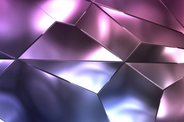 Soyut arkaplan. Lüks Metal Paneller Geometrik Desen. Cazibe Moda Arkaplanı. 3 boyutlu illüstrasyon. Yansıtıcı ve parlak, lüks duvar kağıdı. Parlak, renkli ve canlı doku duvarı.