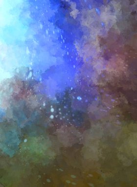 Suluboya arka planda lekeler ve lekelerle boyanmış. Fırça darbesi ile boyanmış. 2d Görüntü.