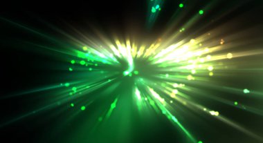 Dinamik hareket eden ışık patlaması. Renkli ışıkların güzel parlak arka planı. Parlayan ışık ışınları ve parçacıkları olan bir yıldızın enerji gösterimi.