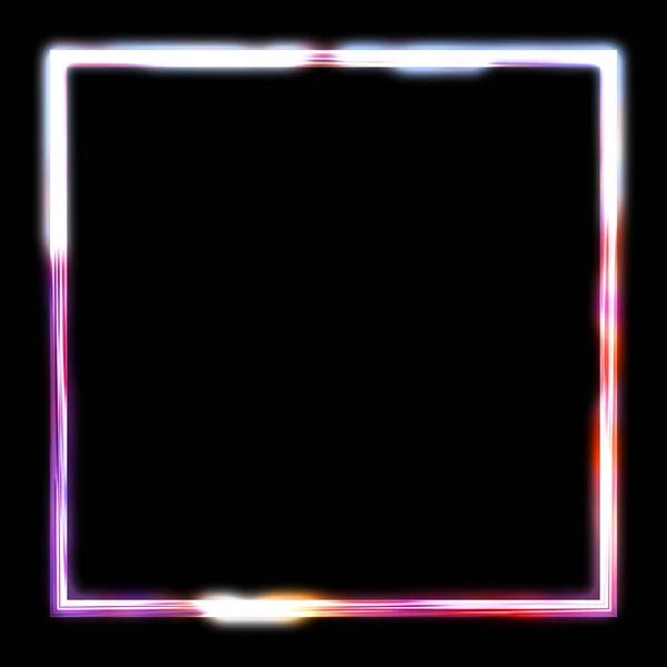 Glow Frame Background Neon Glowing Geometric Template Isolated Black Background — 스톡 사진