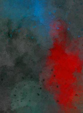 Suluboya arka planda lekeler ve lekelerle boyanmış. Fırça darbesi ile boyanmış. 2d Görüntü.