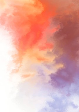 Beyaz arkaplanda soyut renkli suluboya. Dijital resim.