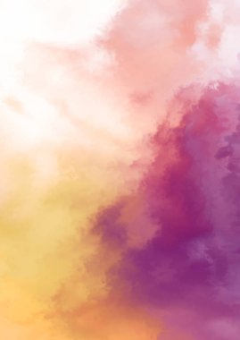 Beyaz arkaplanda soyut renkli suluboya. Dijital resim.