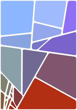 Beyaz boşluğu olan renkli bir çizim. Soyut geometrik desen. Mozaik arka plan. Geometrik çok renkli şekiller.