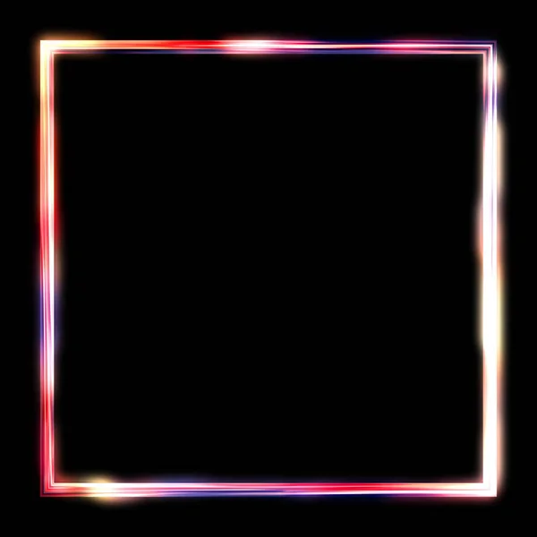 Pozadí Zářivého Rámu Neonově Zářící Geometrická Šablona Izolovaná Černém Pozadí — Stock fotografie