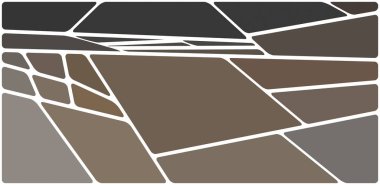 Beyaz boşluğu olan renkli bir çizim. Soyut geometrik desen. Mozaik arka plan. Geometrik çok renkli şekiller.