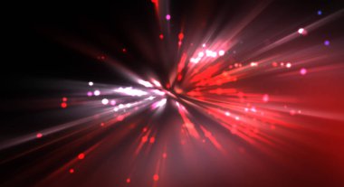 Dinamik hareket eden ışık patlaması. Renkli ışıkların güzel parlak arka planı. Parlayan ışık ışınları ve parçacıkları olan bir yıldızın enerji gösterimi.