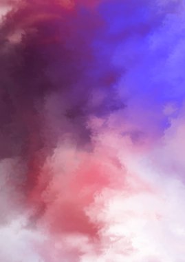 Beyaz arkaplanda soyut renkli suluboya. Dijital resim.