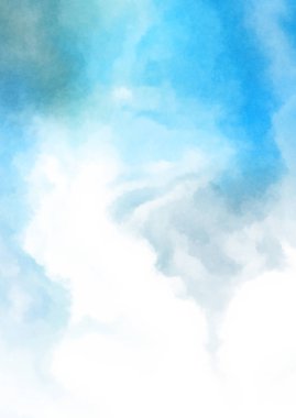 Beyaz arkaplanda soyut renkli suluboya. Dijital resim.