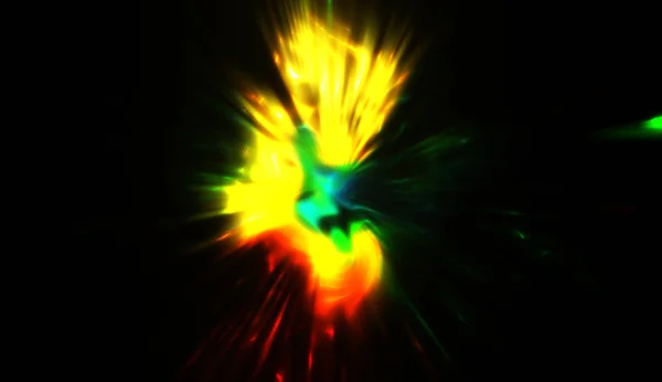 Lichtteilchen Bewegung Und Erzeugen Einen Ausbruch Leuchtender Mehrfarbiger Strahlen Auf — Stockfoto