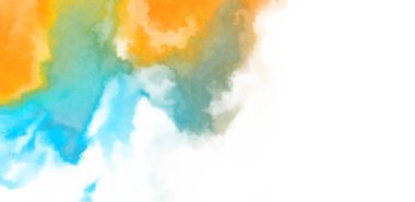 Beyaz arkaplanda soyut renkli suluboya. Dijital resim.