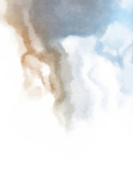 Beyaz arkaplanda soyut renkli suluboya. Dijital resim.