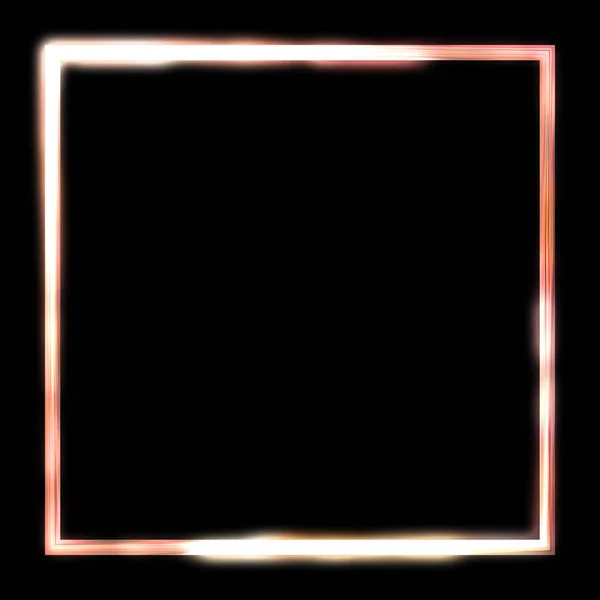 Glow Frame Background. Neon glowing geometric template isolated on black background. Abstract 2D illustration.