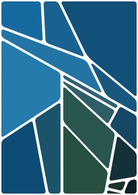 Beyaz boşluğu olan renkli bir çizim. Soyut geometrik desen. Mozaik arka plan. Geometrik çok renkli şekiller.