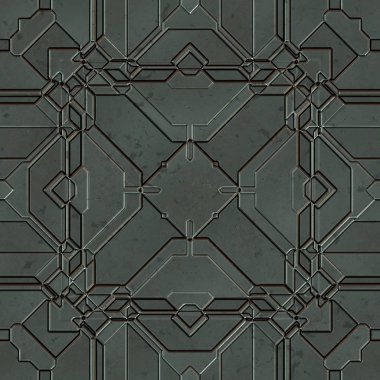 Kusursuz Bilim Kurgu Panelleri. Geleceğin dokusu. Uzay gemisi kaplaması geometrik desen. 3 boyutlu illüstrasyon. Teknoloji konsepti.