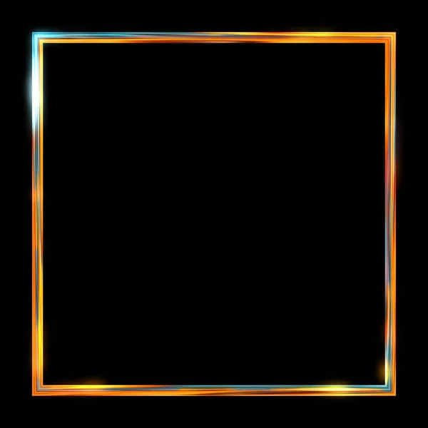 Glow Frame Bakgrund Neon Glödande Geometrisk Mall Isolerad Svart Bakgrund — Stockfoto