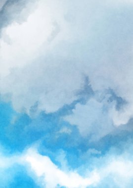 Beyaz arkaplanda soyut renkli suluboya. Dijital resim.