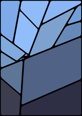 Siyah boşluklu renkli bir çizim. Soyut geometrik desen. Mozaik arka plan. Geometrik çok renkli şekiller.