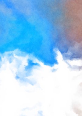 Beyaz arkaplanda soyut renkli suluboya. Dijital resim.