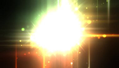 Canlı ve canlı ışık parlamalarının serin arkaplanı. Renkli parlak ışıklar patlama efektiyle görüntülenir. Parlak renkli arkaplan.