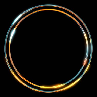 Parlak Çerçeve Arkaplanı. Siyah arkaplanda izole edilmiş parlak geometrik şablon. Soyut 2d illüstrasyon.