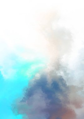 Beyaz arkaplanda soyut renkli suluboya. Dijital resim.