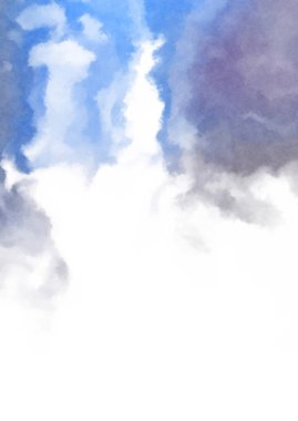 Beyaz arkaplanda soyut renkli suluboya. Dijital resim.