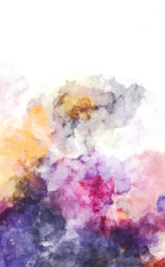 Suluboya arka planda lekeler ve lekelerle boyanmış. Fırça darbesi ile boyanmış. 2d Görüntü.