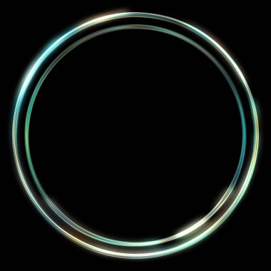 Parlak Çerçeve Arkaplanı. Siyah arkaplanda izole edilmiş parlak geometrik şablon. Soyut 2d illüstrasyon.