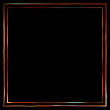 Parlak Çerçeve Arkaplanı. Siyah arkaplanda izole edilmiş parlak geometrik şablon. Soyut 2d illüstrasyon.