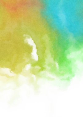 Beyaz arkaplanda soyut renkli suluboya. Dijital resim.